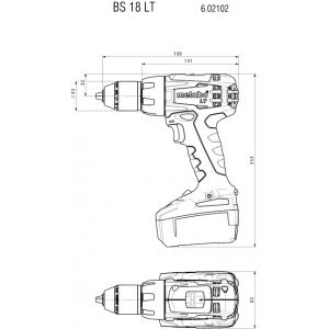 Аккумуляторная дрель-шуруповерт 18 В, кейс, BS 18 LT, METABO, 602102650