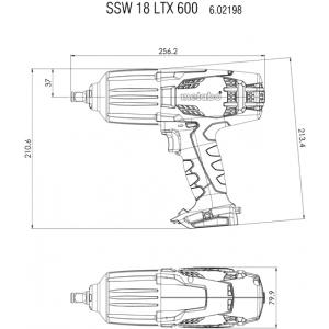 Аккумуляторный ударный гайковерт 18 В, кейс, SSW 18 LTX 600, METABO, 602198500