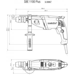 Ударная дрель 11000 Вт SBE 1100 Plus, METABO, 600867500