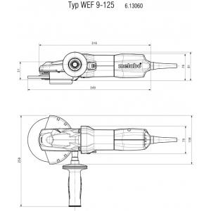 Угловая шлифмашина (болгарка, УШМ) 125 мм WEF 9-125, METABO, 613060000