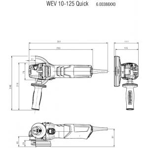 Углошлифовальная машина WEV 10-125 Quick, 1000 Вт, METABO, 600388000