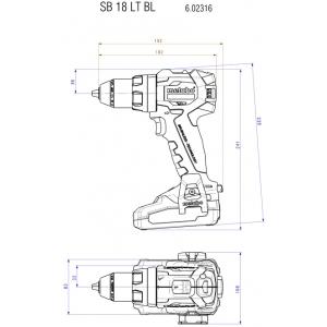 Аккумуляторный ударный винтоверт SB 18 LT BL, 60 Нм, 2 х 2,0 Ач, METABO, 602316550