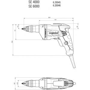 Винтоверт SE 6000, 600 Вт, 7 Нм, 6200 об/мин, METABO, 620046500